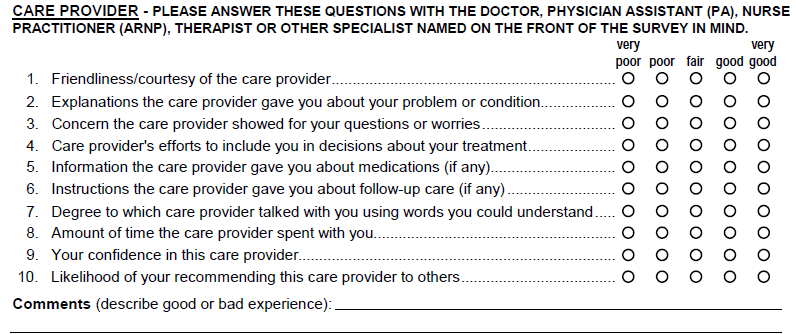 Image of patient survey
