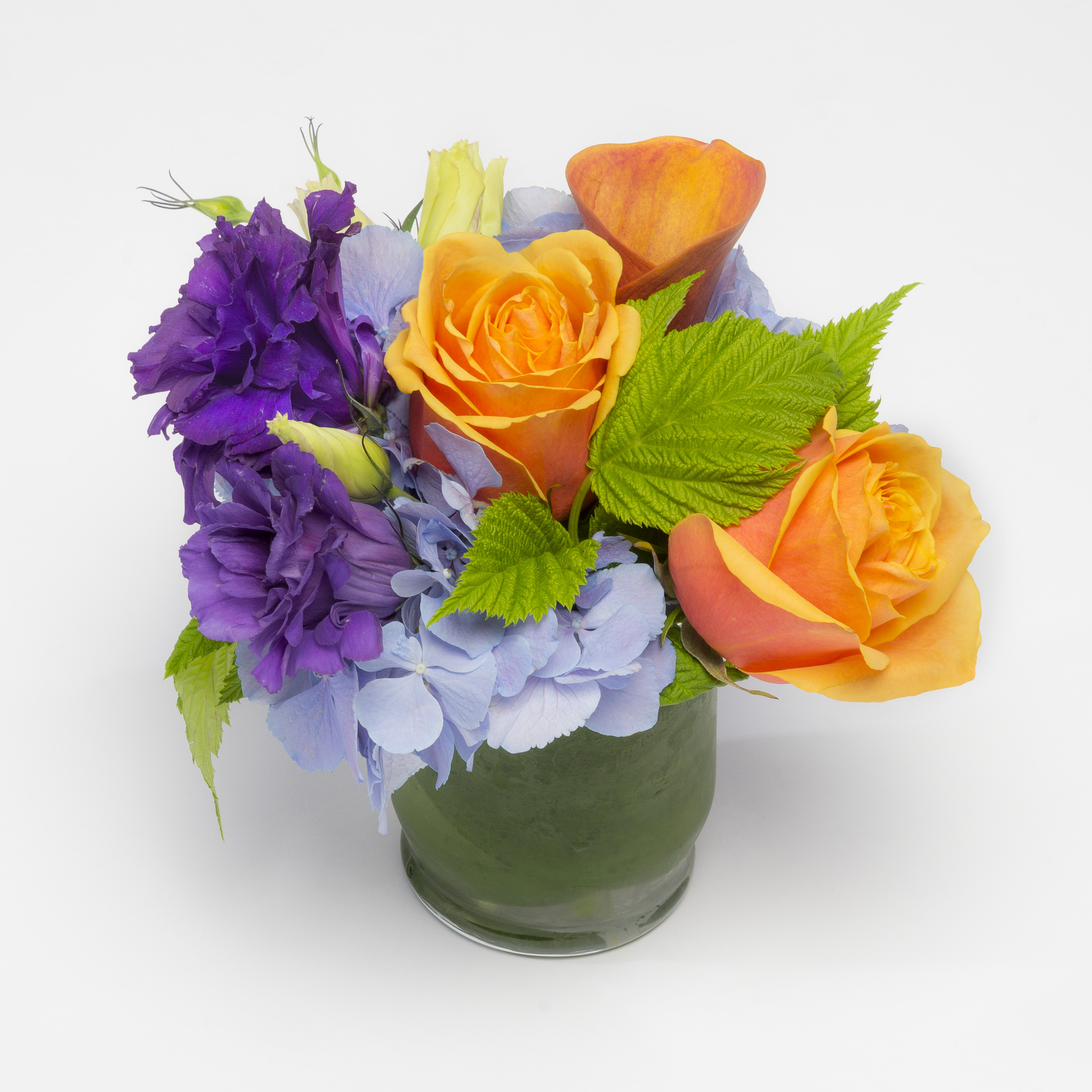 orange and purple arrangement - $25
