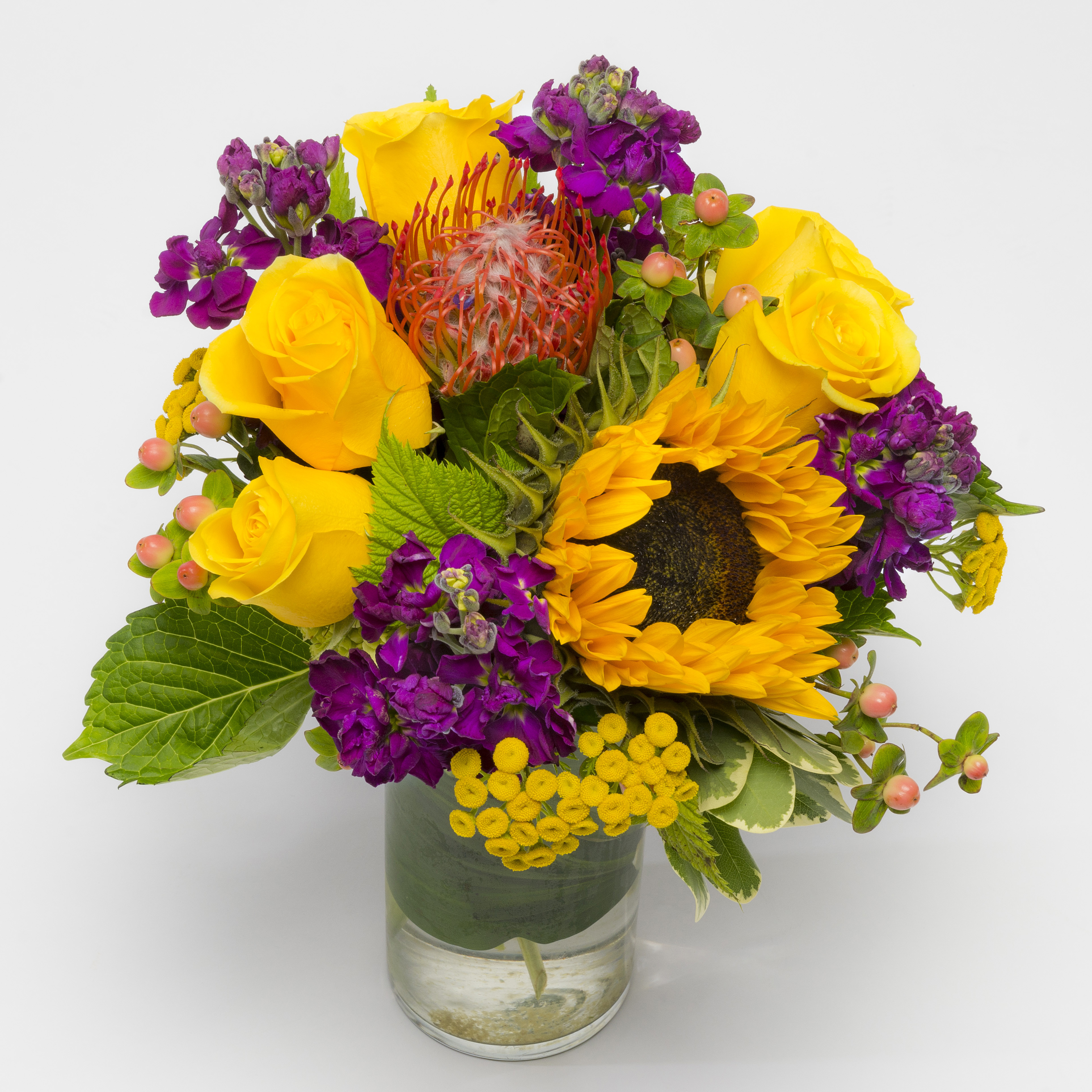 $50-sunflower and purple flowers